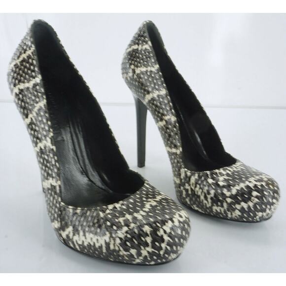 Alexander McQueen Gray Snake Optic Platform Heels Pumps Size 5.5 New $945 Toe Sz - Picture 2 of 12